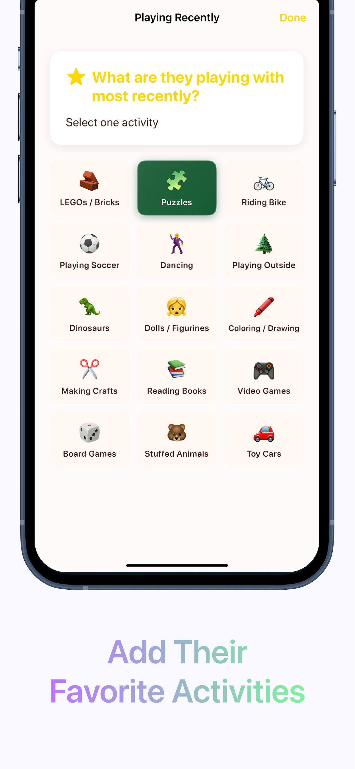 Activities screen